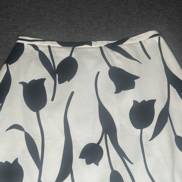 Grace Elements Floral White Black Lace Trim Cotton Skirt Womens Size 6 - Picture 2 of 12